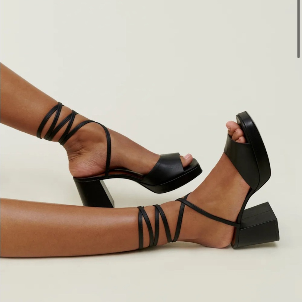 Reformation Magda Ankle Tie Platform Sandals